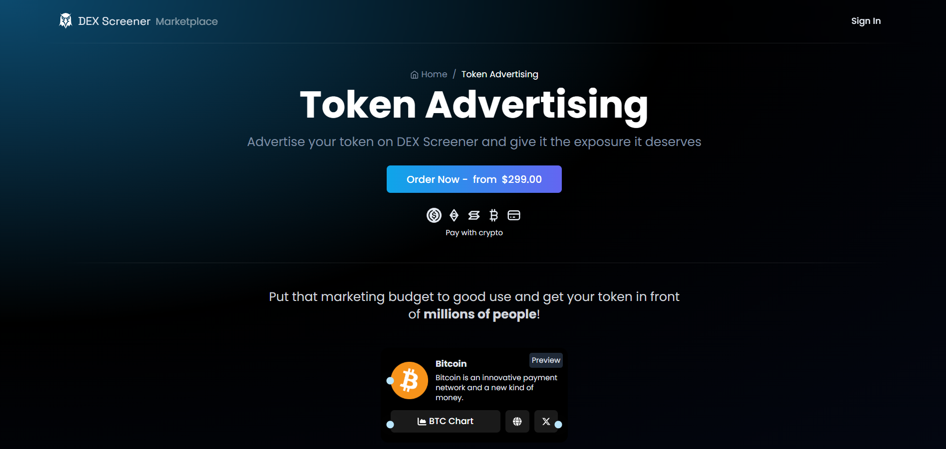 Dexscreener crypto banner ads
